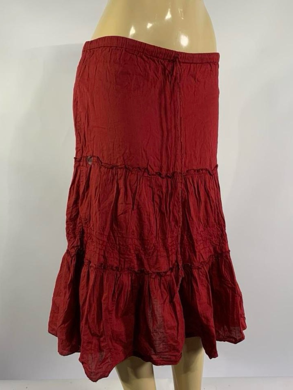 Vintage She’s Cool Y2K Red Tiered Boho Midi Skirt S